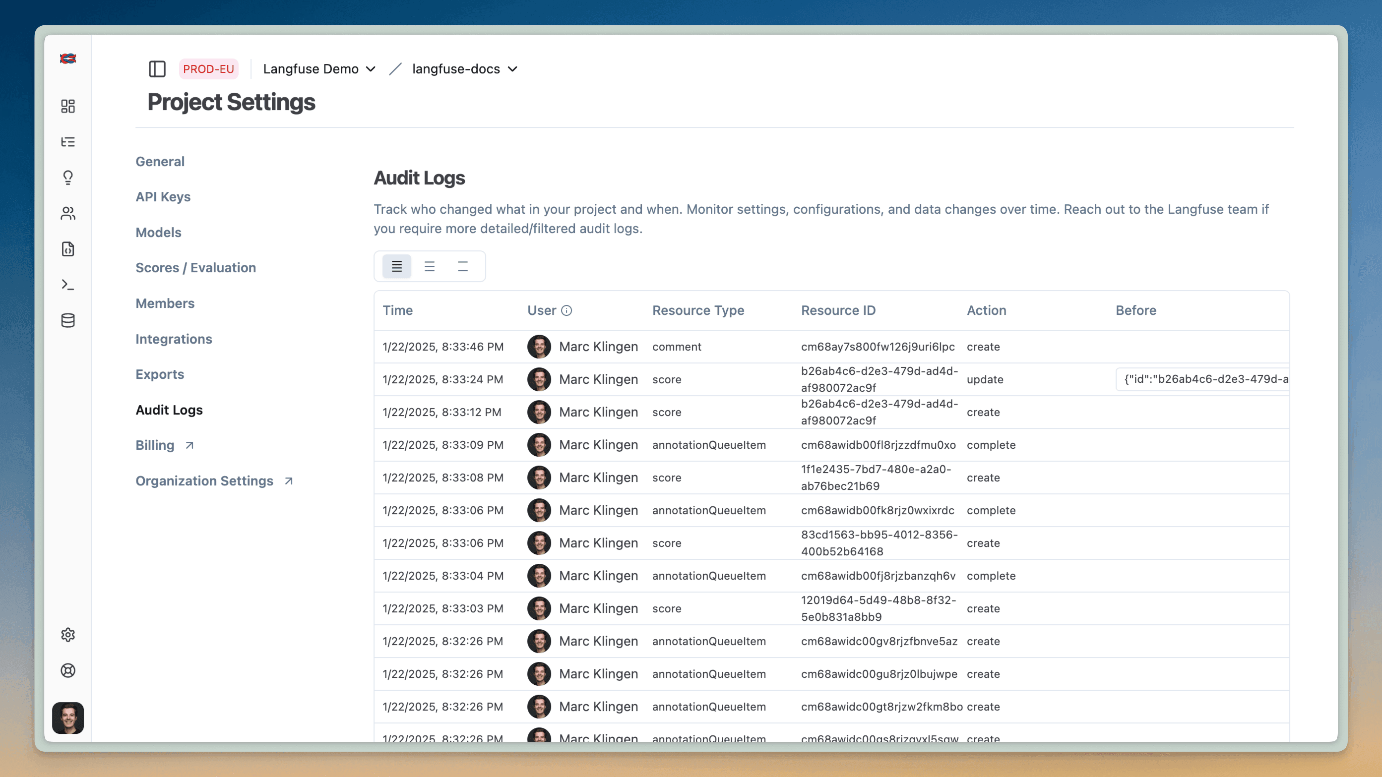 Audit Logs Interface